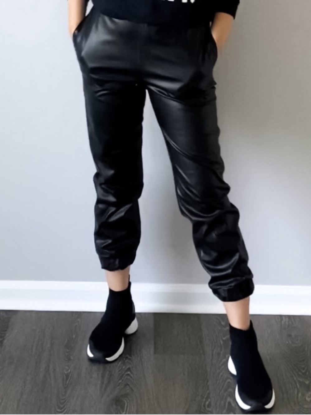 Zara faux leather joggers